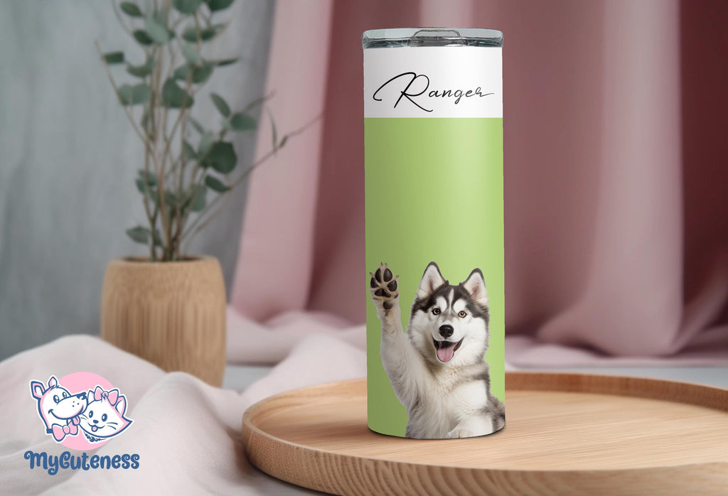 Personalized Dog Mom Tumbler, Custom Dog Ear Skinny Tumbler 20oz With Name, Dog Mom Gift For Her, Dog Dad Gift, Dog Ear Travel Mug, Dog Cup