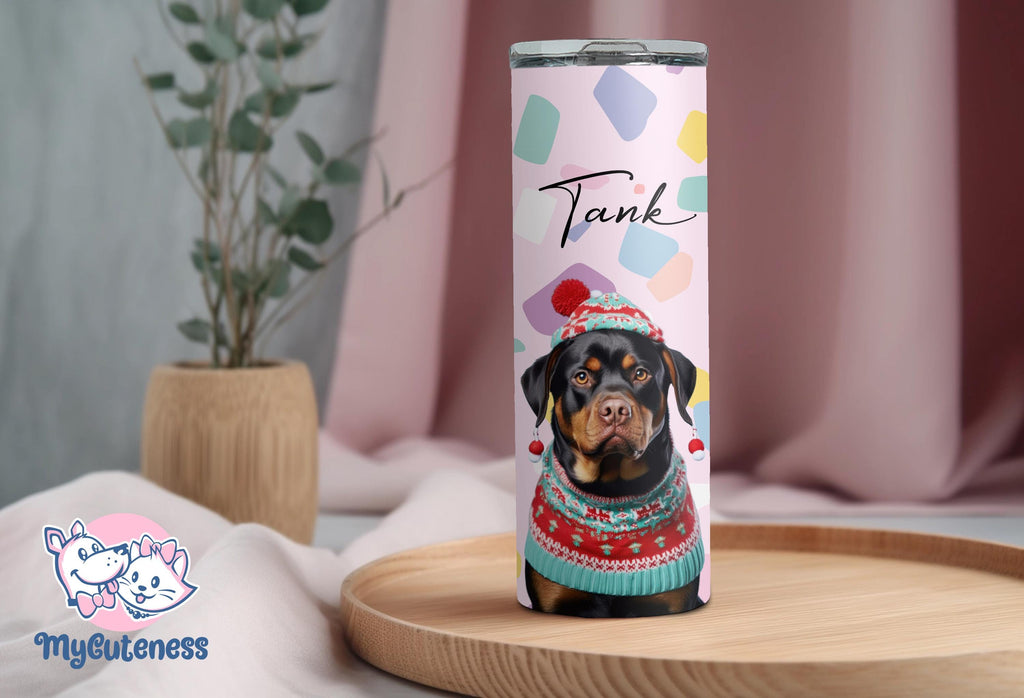 Personalized Dog Mom Tumbler, Custom Dog Ear Skinny Tumbler 20oz With Name, Dog Mom Gift For Her, Dog Dad Gift, Dog Ear Travel Mug, Dog Cup