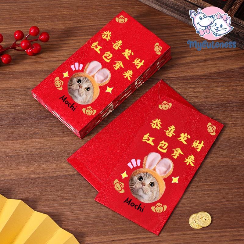 2025 Year of the Snake / Personalized Custom Pet Logo(Name) Chinese New Year Gold Foiled Creative Red Envelope Customized Pet Money Holder