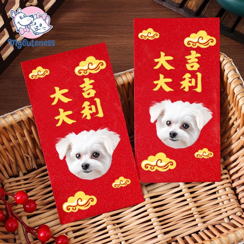 2025 Year of the Snake / Personalized Custom Pet Logo(Name) Chinese New Year Gold Foiled Creative Red Envelope Customized Pet Money Holder