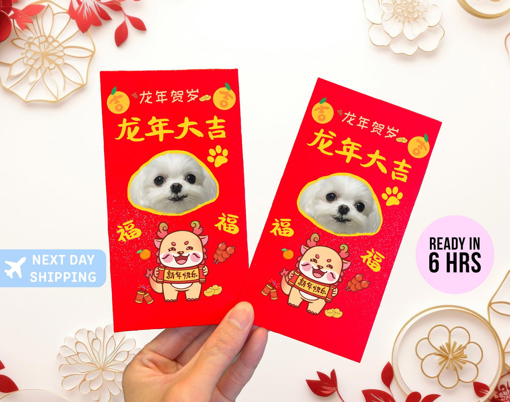 New 2025 Year of the Snake / Personalized Custom Pet Logo(Name) Chinese New Year Gold Foiled Creative Red Envelope Customized Pet Money