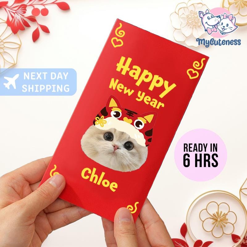 New 2025 Year of the Snake / Personalized Custom Pet Logo(Name) Chinese New Year Gold Foiled Creative Red Envelope Customized Pet Money