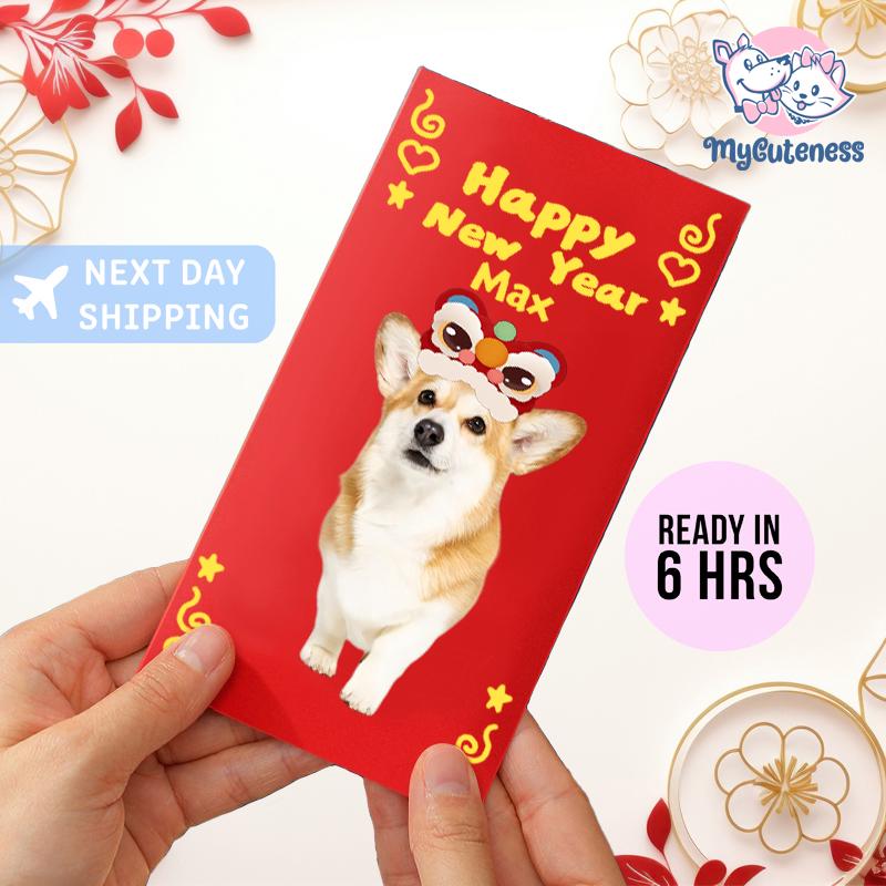 New 2025 Year of the Snake / Personalized Custom Pet Logo(Name) Chinese New Year Gold Foiled Creative Red Envelope Customized Pet Money