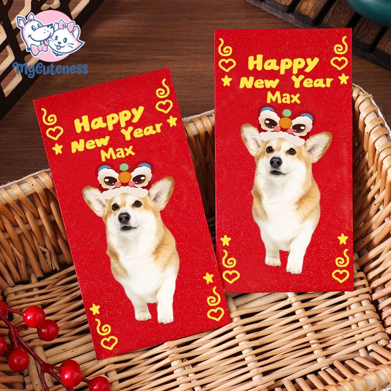 New 2025 Year of the Snake / Personalized Custom Pet Logo(Name) Chinese New Year Gold Foiled Creative Red Envelope Customized Pet Money