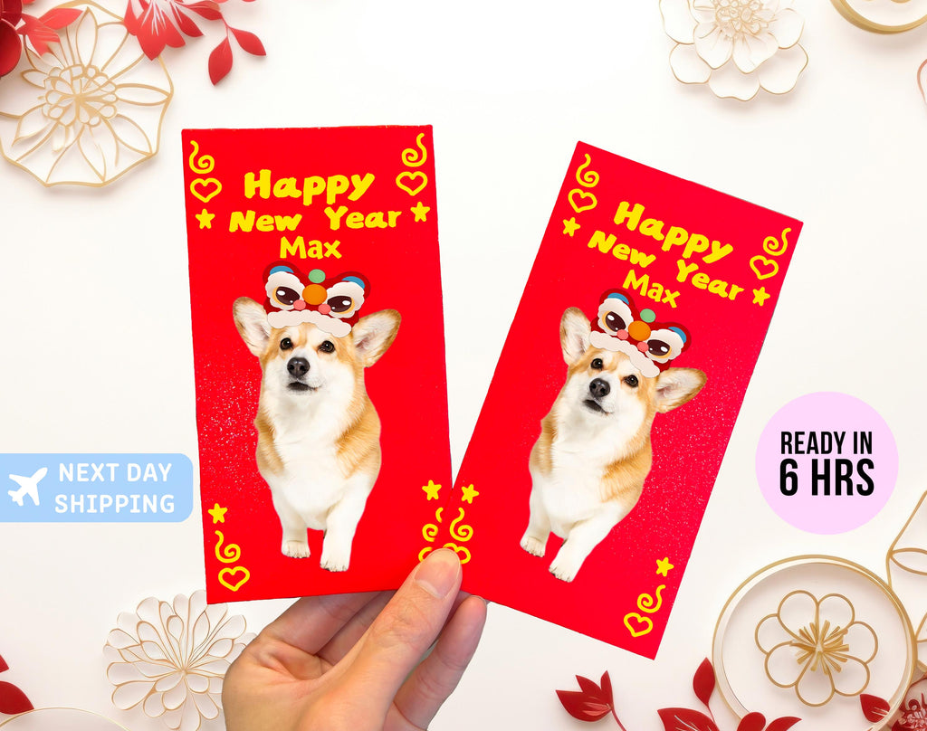 New 2025 Year of the Snake / Personalized Custom Pet Logo(Name) Chinese New Year Gold Foiled Creative Red Envelope Customized Pet Money