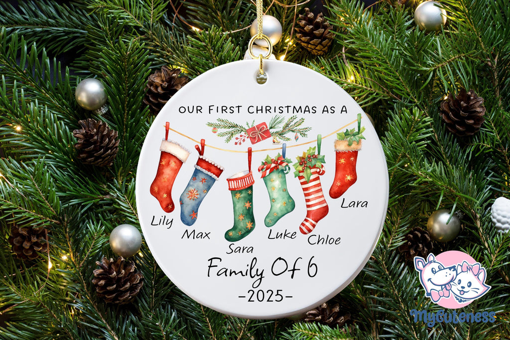 Family Of Six Christmas Ornament, Custom New Family Ornament, Baby's First Christmas Ornament, Personalized Family Ornament