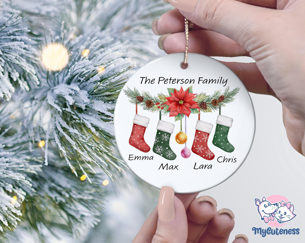 Personalised 2024 First Christmas as a Family of Three Bauble, Custom Family of 4 Xmas Ornament, New Baby, Keepsake Decoration, New Parents