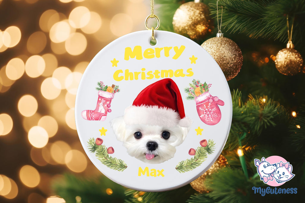 Personalized Pet Watercolor Ornament Using Pet's Photo + Name - Custom Ornament Christmas Dog Ornament Personalized Dog Ornament Custom Dog