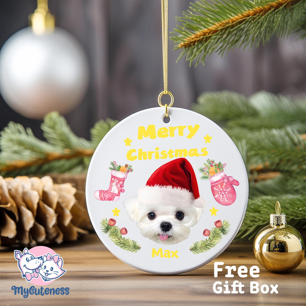 Personalized Pet Watercolor Ornament Using Pet's Photo + Name - Custom Ornament Christmas Dog Ornament Personalized Dog Ornament Custom Dog