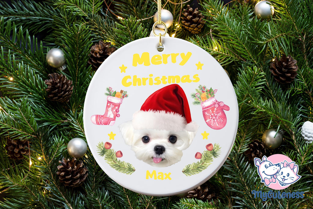 Personalized Pet Watercolor Ornament Using Pet's Photo + Name - Custom Ornament Christmas Dog Ornament Personalized Dog Ornament Custom Dog