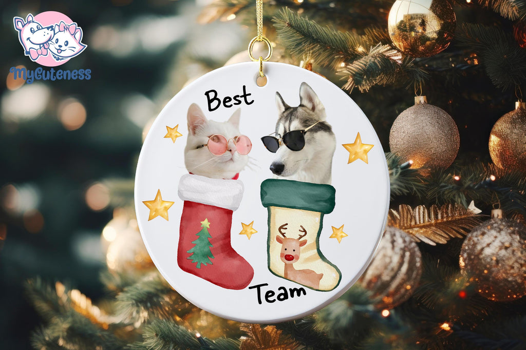 Personalized Pet Ornament, Custom Dog Christmas Ornament, Pet Ornament Using Photo, Cat Christmas Photo Ornament, Pet Portrait Name Gift