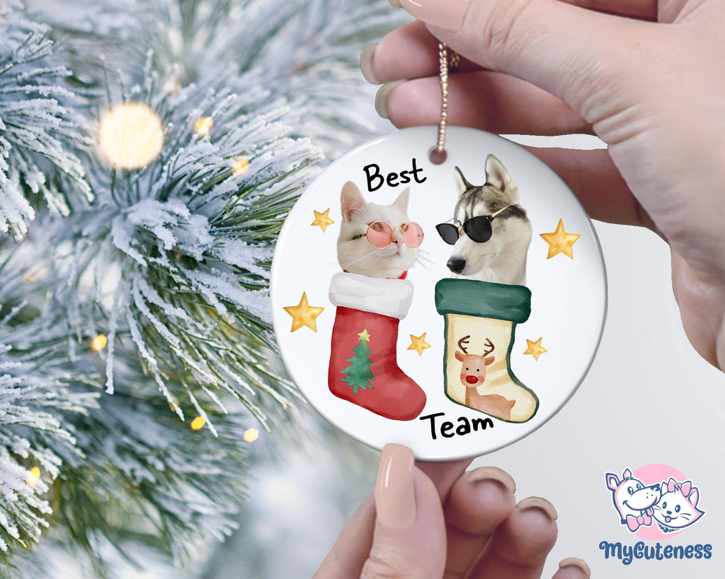 Personalized Pet Ornament, Custom Dog Christmas Ornament, Pet Ornament Using Photo, Cat Christmas Photo Ornament, Pet Portrait Name Gift