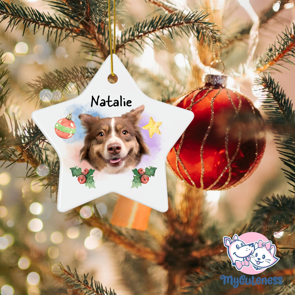 Personalized Pet Star Ornament Using Pet's Photo + Name Custom Ornament Christmas Dog Ornament Personalized Dog Ornament Custom Dog Ornament