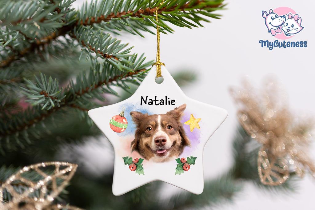 Personalized Pet Star Ornament Using Pet's Photo + Name Custom Ornament Christmas Dog Ornament Personalized Dog Ornament Custom Dog Ornament