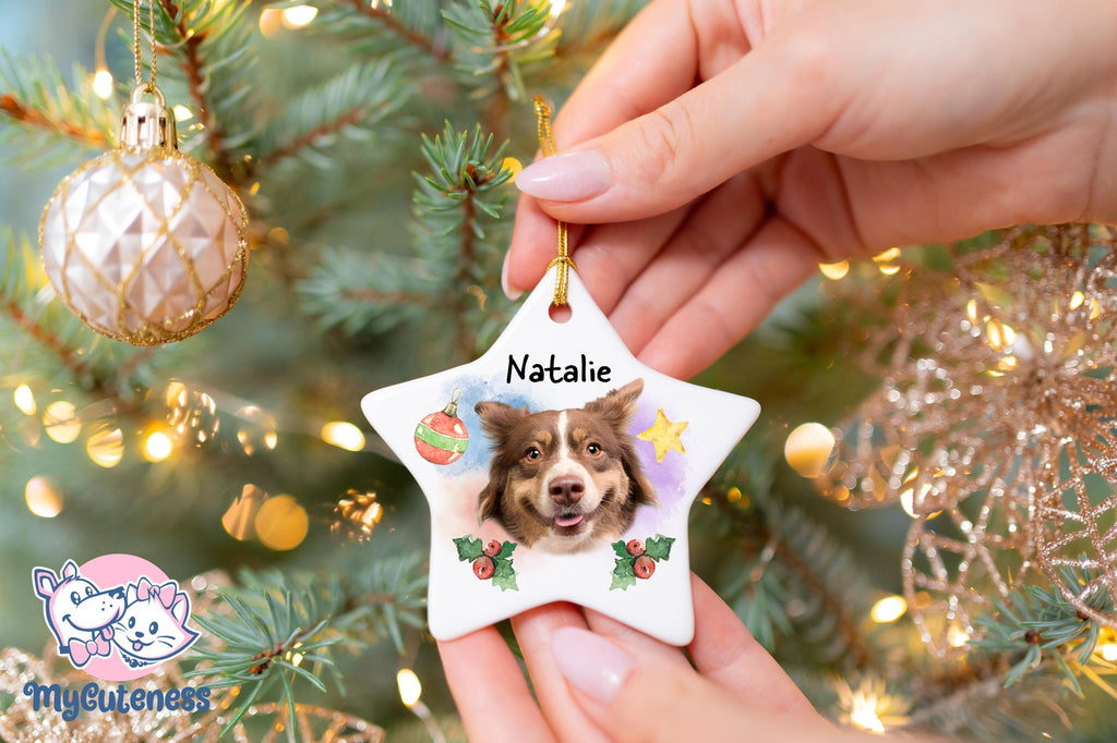 Personalized Pet Star Ornament Using Pet's Photo + Name Custom Ornament Christmas Dog Ornament Personalized Dog Ornament Custom Dog Ornament