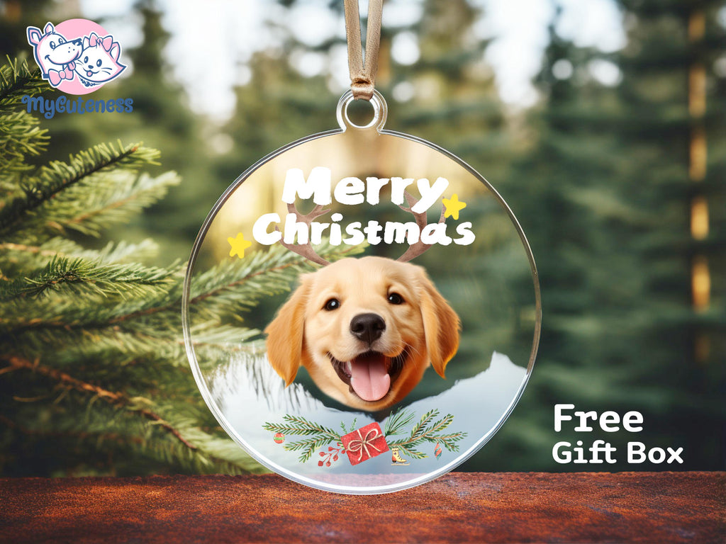 Personalized Puppy Picture Ornament, Custom Dog Ornament, Christmas Gifts, Gift For Dog Owners, Gift For Pet Lovers, Christmas Ornament