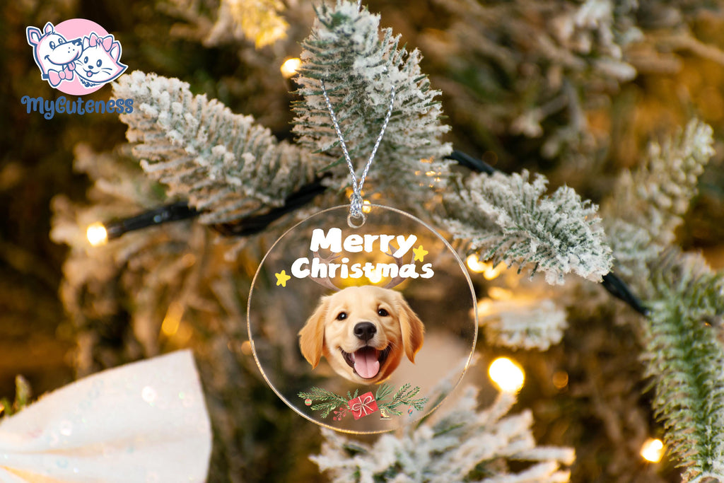 Personalized Puppy Picture Ornament, Custom Dog Ornament, Christmas Gifts, Gift For Dog Owners, Gift For Pet Lovers, Christmas Ornament