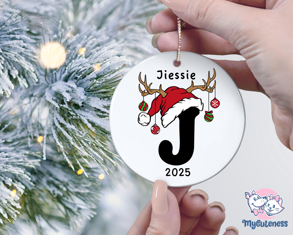 Personalized Family Ornament - Letter Name Ornament - 2025 - Custom Initial Ornament - Christmas gift - Family Keepsake - Monogram Ornament