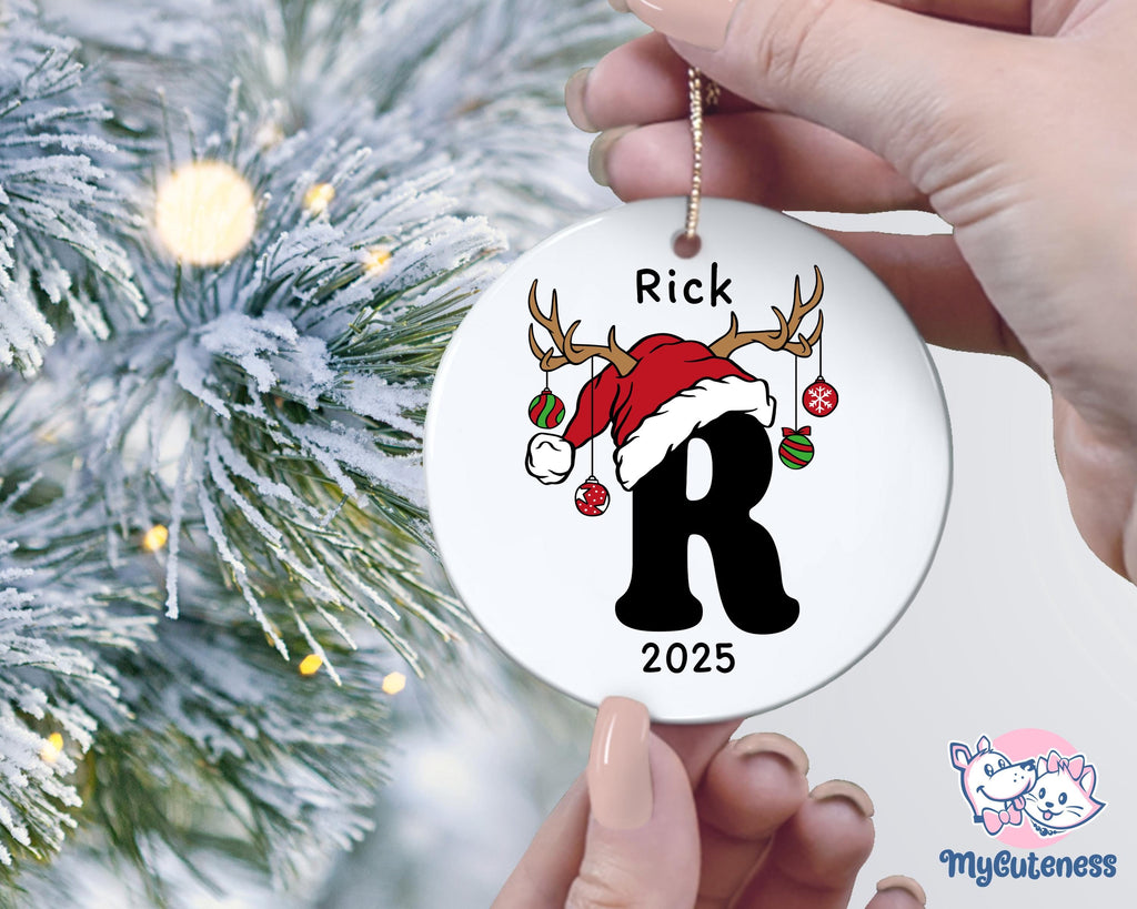 Personalized Family Ornament - Letter Name Ornament - 2025 - Custom Initial Ornament - Christmas gift - Family Keepsake - Monogram Ornament