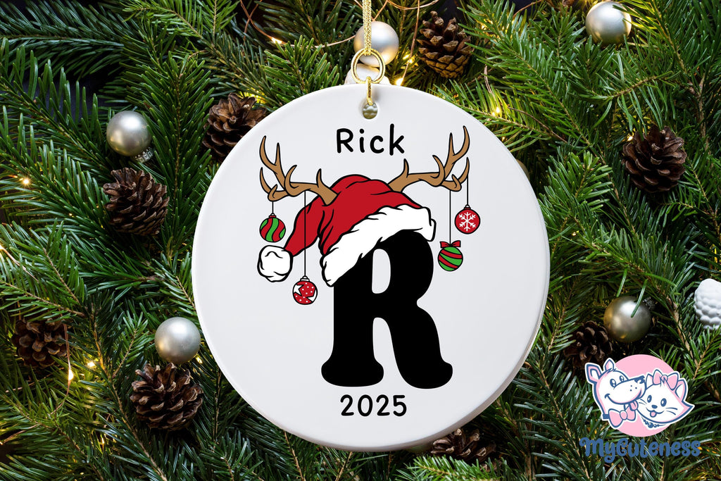 Personalized Family Ornament - Letter Name Ornament - 2025 - Custom Initial Ornament - Christmas gift - Family Keepsake - Monogram Ornament