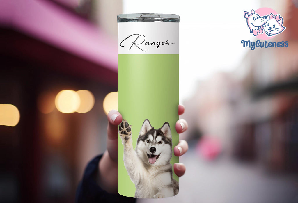 Personalized Dog Mom Tumbler, Custom Dog Ear Skinny Tumbler 20oz With Name, Dog Mom Gift For Her, Dog Dad Gift, Dog Ear Travel Mug, Dog Cup