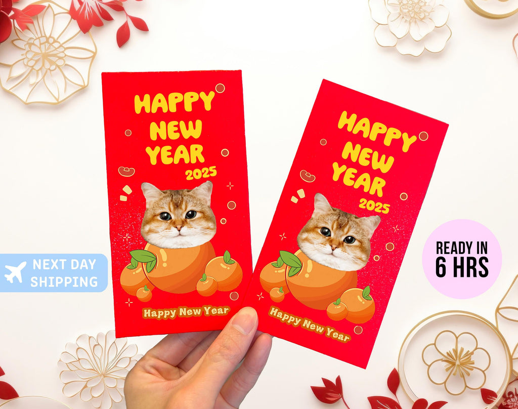 New 2025 Year of the Snake / Personalized Custom Pet Logo(Name) Chinese New Year Gold Foiled Creative Red Envelope Customized Pet Money