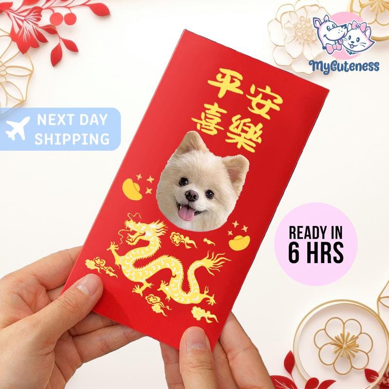 New 2025 Year of the Snake / Personalized Custom Pet Logo(Name) Chinese New Year Gold Foiled Creative Red Envelope Customized Pet Money