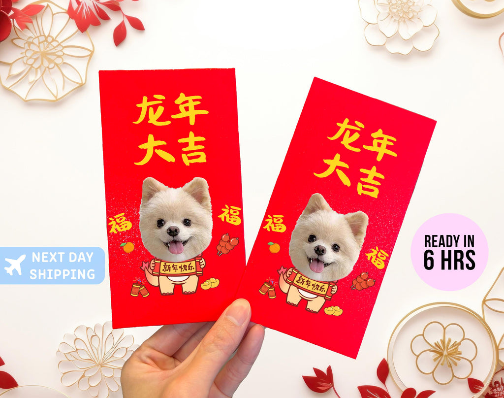 New 2025 Year of the Snake / Personalized Custom Pet Logo(Name) Chinese New Year Gold Foiled Creative Red Envelope Customized Pet Money