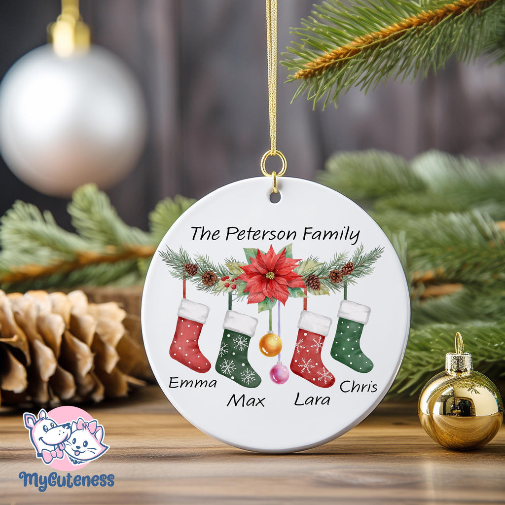 Personalised 2024 First Christmas as a Family of Three Bauble, Custom Family of 4 Xmas Ornament, New Baby, Keepsake Decoration, New Parents