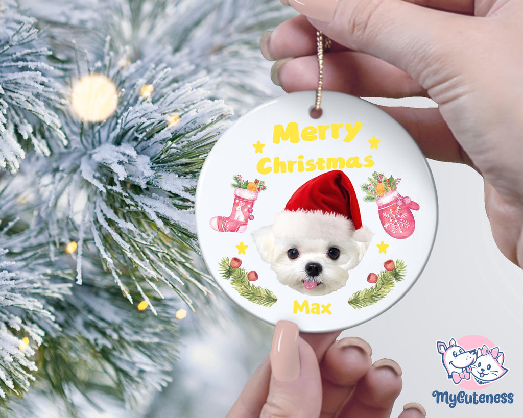 Personalized Pet Watercolor Ornament Using Pet's Photo + Name - Custom Ornament Christmas Dog Ornament Personalized Dog Ornament Custom Dog