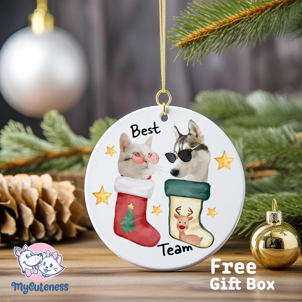 Personalized Pet Ornament, Custom Dog Christmas Ornament, Pet Ornament Using Photo, Cat Christmas Photo Ornament, Pet Portrait Name Gift