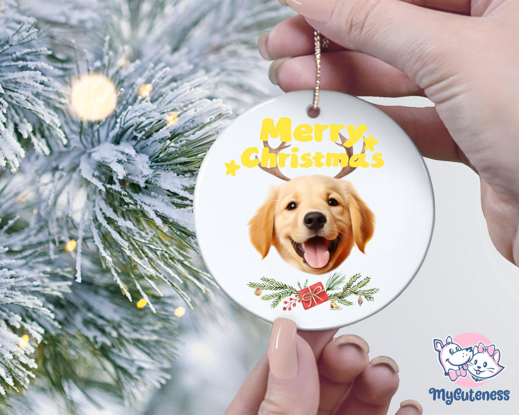 Personalized Pet Watercolor Ornament Using Pet's Photo + Name - Custom Ornament Christmas Dog Ornament Personalized Dog Ornament Custom Dog