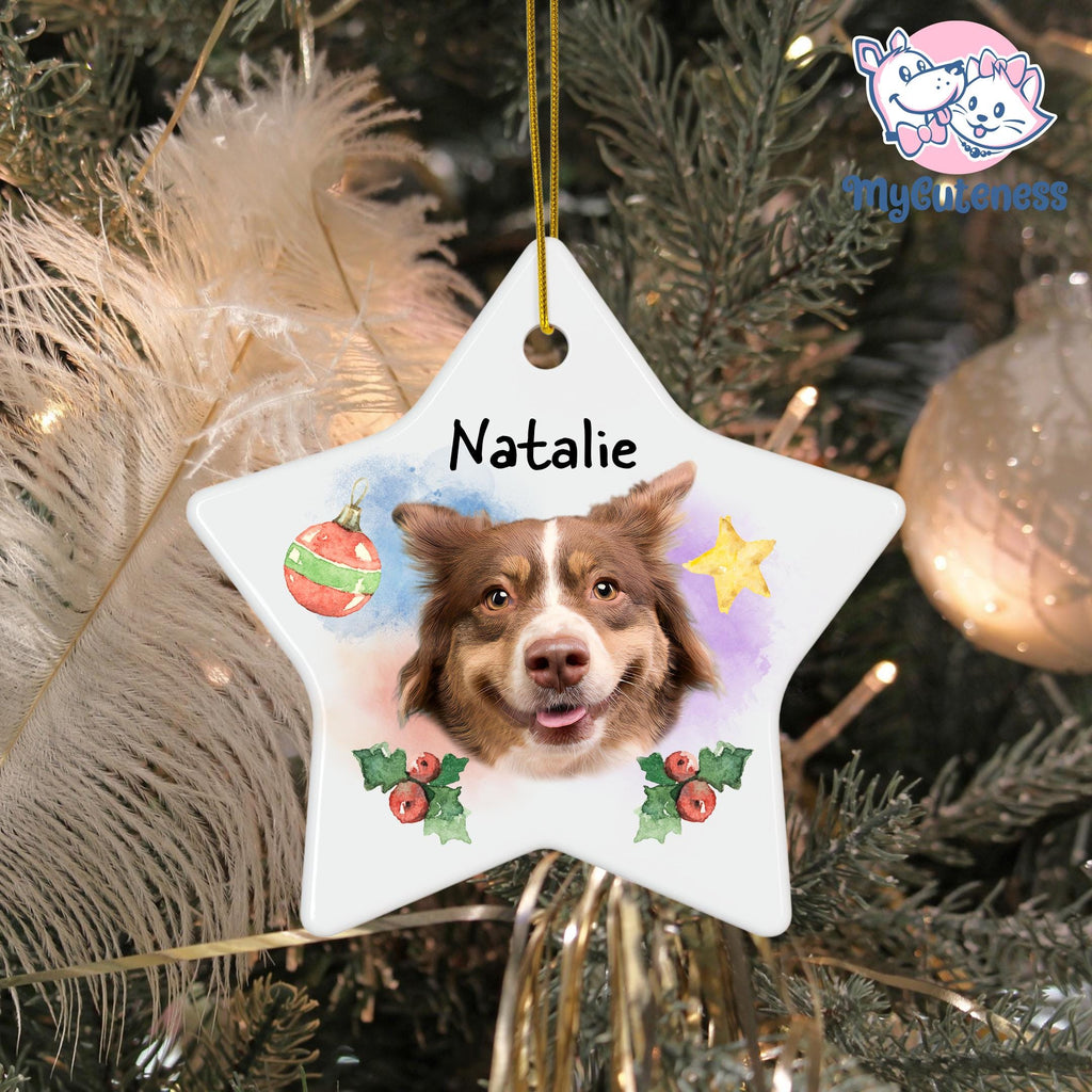 Personalized Pet Star Ornament Using Pet's Photo + Name Custom Ornament Christmas Dog Ornament Personalized Dog Ornament Custom Dog Ornament