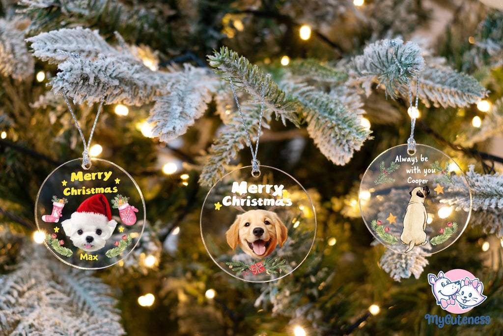 Personalized Puppy Picture Ornament, Custom Dog Ornament, Christmas Gifts, Gift For Dog Owners, Gift For Pet Lovers, Christmas Ornament