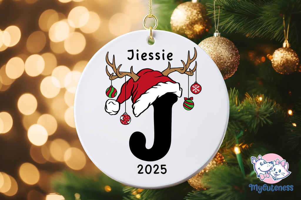 Personalized Family Ornament - Letter Name Ornament - 2025 - Custom Initial Ornament - Christmas gift - Family Keepsake - Monogram Ornament