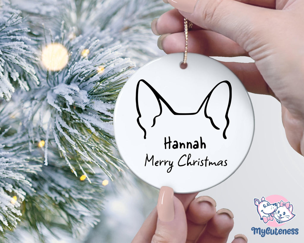 Custom Dog Portrait Ears Christmas Ornament, Dog Memorial, Dog Lovers Gift, Personalized Pet Memorial Ornament, Custom Christmas Decor Gift