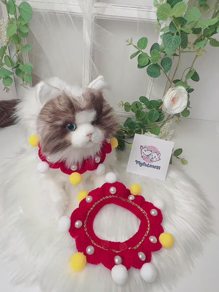 2023 Chinese New Year Pet Knitted Wool Collar Chinese New Year Spring Festival Decorative Collar Pet Neck Accessories for Cats Dogs