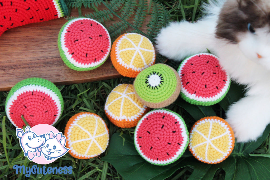 Crochet Cotton Orange, Orange Fruit, Orange Amigurumi, - Squeaker plush dog toy - Small Dog Toy - Crochet Dog Toy - Stuffed Handmade Dog Toy