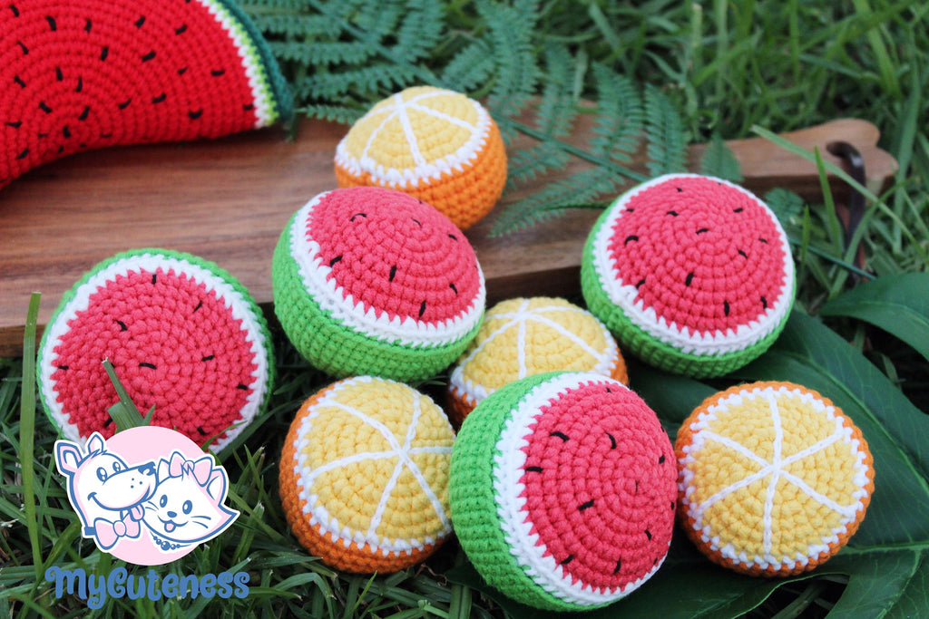 Crochet Cotton Orange, Orange Fruit, Orange Amigurumi, - Squeaker plush dog toy - Small Dog Toy - Crochet Dog Toy - Stuffed Handmade Dog Toy