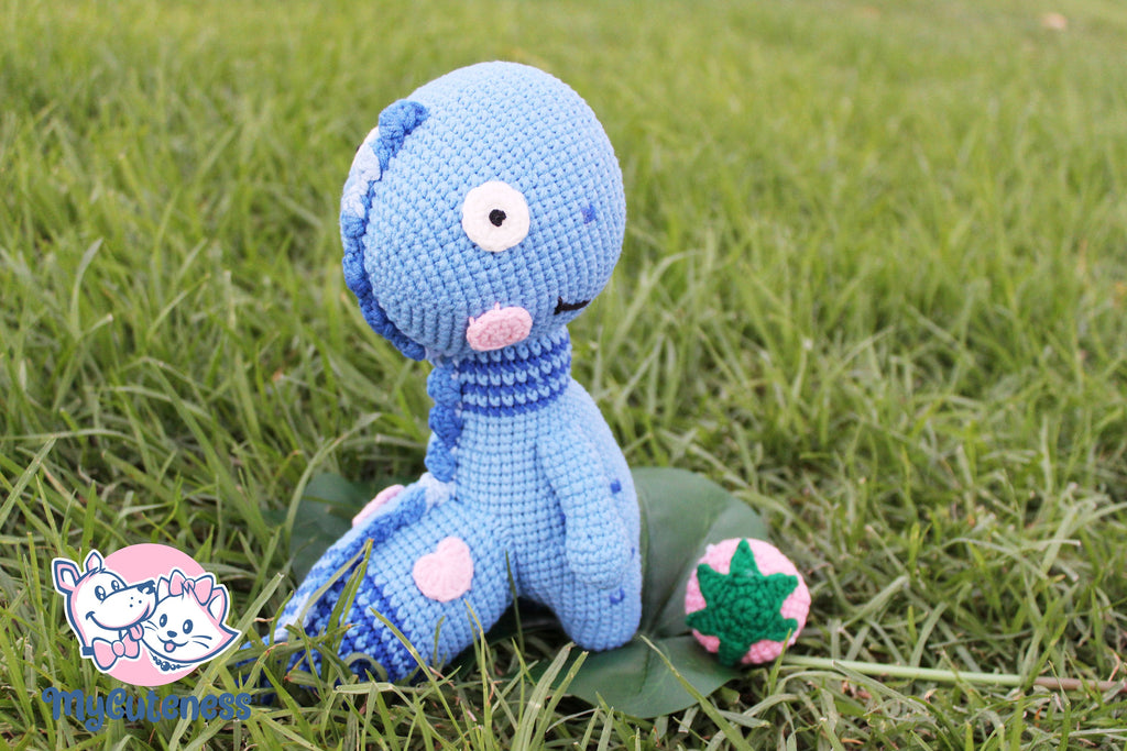 BUY 1 get a FREE STRAWBERRY* Crochet Blue Dragon, Handmade Amigurumi Dragon, Small Plush, Big Small Dog Puppy Accessory Pet Owner Gift Idea