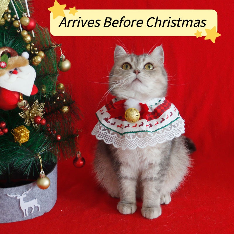 Pet Christmas Scarf, Handmade Lace Decor Pet Scarf for Small, Medium, Large Dogs and Cats