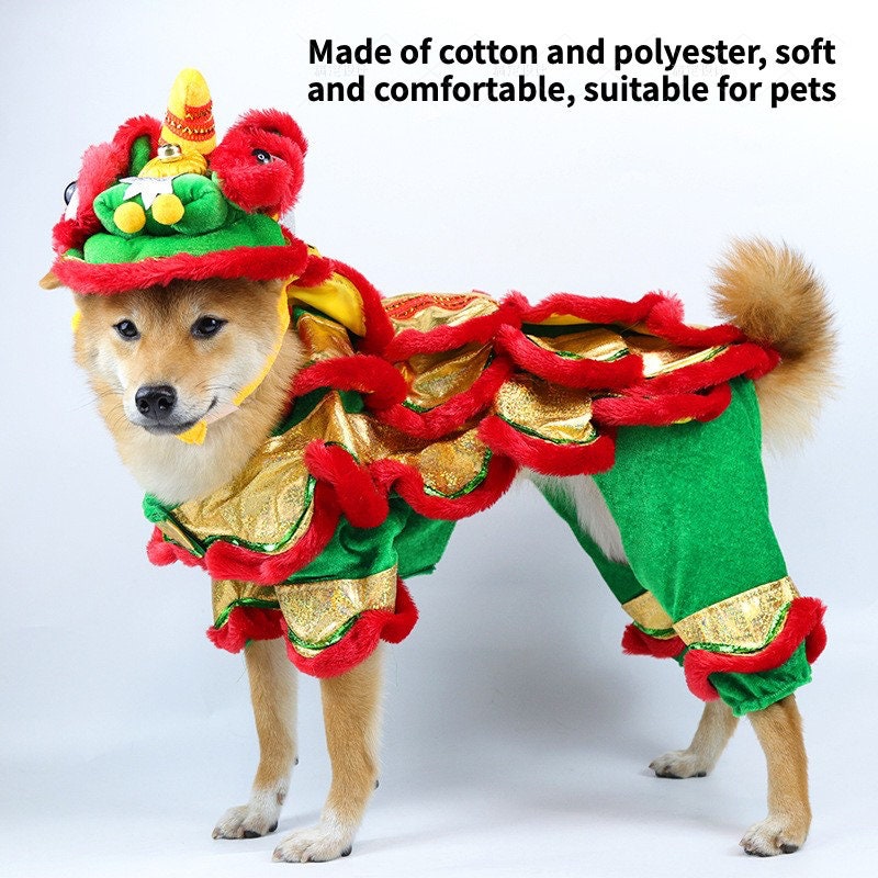 2023 New Chinese Traditional Dancing Lion Hoodie Winter Pet Coat Pets Clothing For Dog Cat Hoodies Pet Outfits Hoodie Sweatshirt Cat Dog